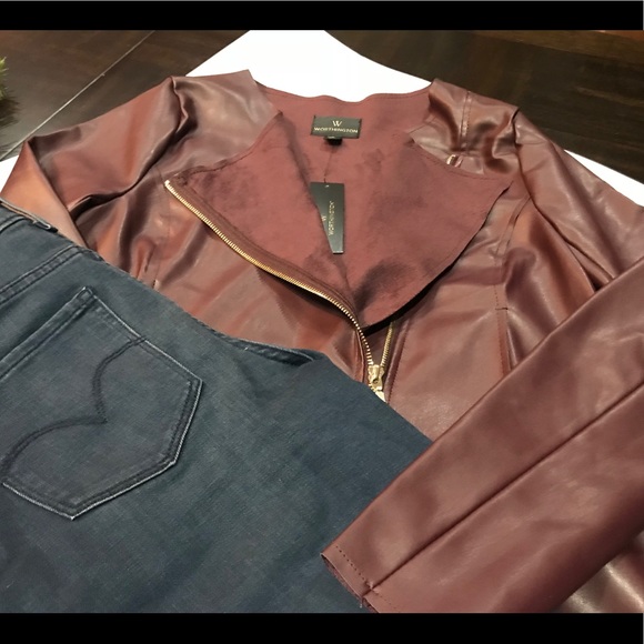 Worthington Zip Front Jacket Maroon Berry Size S - Picture 2 of 4
